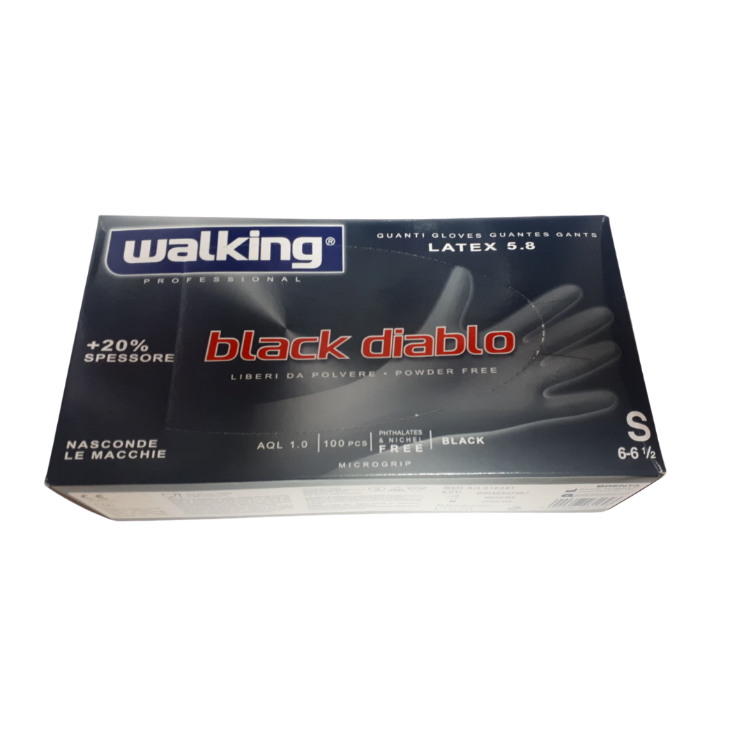 Gumikesztyű - Walking Latex kesztyű 100 db Fekete S