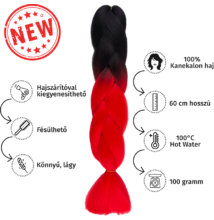 Afro ombre szintetikus 100% kanekalon haj bicolor #BY2 fekete-piros